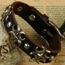 Le Bracelet En Cuir Titane Avec Croix De La Reine De La Qualité
