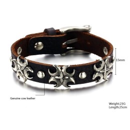 Le Bracelet En Cuir Titane Avec Croix De La Reine De La Qualité