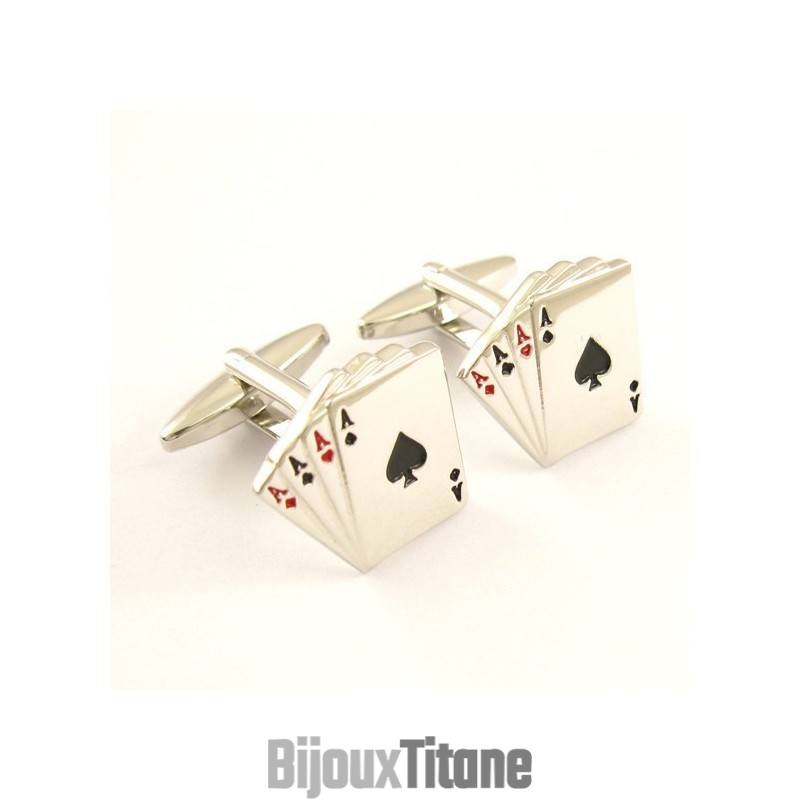 Boutons De Manchette En Titane Four Aces Boutons De Manchette En Titane Four Aces