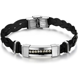 Bracelet En Cuir Titane Avec Strass, Vendu Dans Le Monde Entier