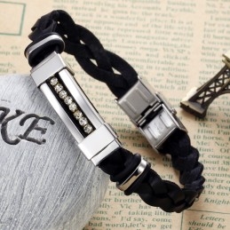 Bracelet En Cuir Titane Avec Strass, Vendu Dans Le Monde Entier
