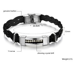 Bracelet En Cuir Titane Avec Strass, Vendu Dans Le Monde Entier