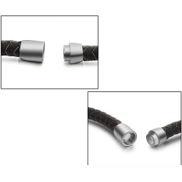 Bracelet En Cuir Titane Marron Pour Homme D'Excellente Qualité