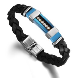 Bracelet Jonc En Cuir Titane Pour Homme, Grande Variété