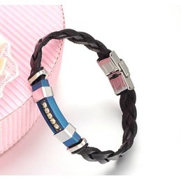 Bracelet Jonc En Cuir Titane Pour Homme, Grande Variété