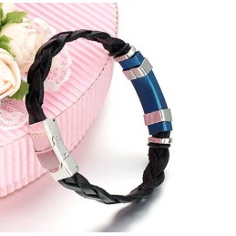 Bracelet Jonc En Cuir Titane Pour Homme, Grande Variété