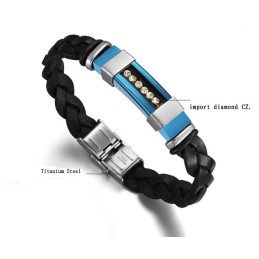 Bracelet Jonc En Cuir Titane Pour Homme, Grande Variété