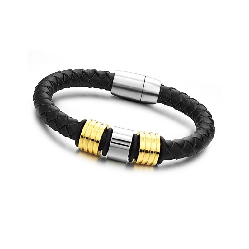Bracelet En Cuir Titane Noir De Qualité Supérieure Bracelet En Cuir Titane Noir De Qualité Supérieure