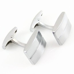 Boutons De Manchette Oblongs En Titane Et Rayures Blanches