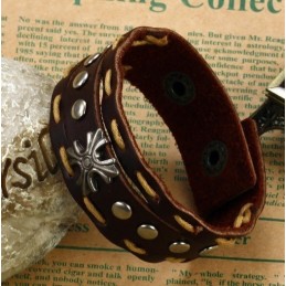 Pour Une Excellente Réputation Au Pays Et À L'Étranger, Ce Bracelet Jonc Rétro En Cuir Titane