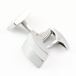 Boutons De Manchette Oblongs En Titane Et Rayures Blanches
