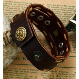 Pour Une Excellente Réputation Au Pays Et À L'Étranger, Ce Bracelet Jonc Rétro En Cuir Titane