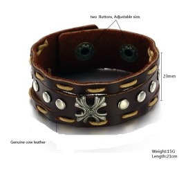 Pour Une Excellente Réputation Au Pays Et À L'Étranger, Ce Bracelet Jonc Rétro En Cuir Titane