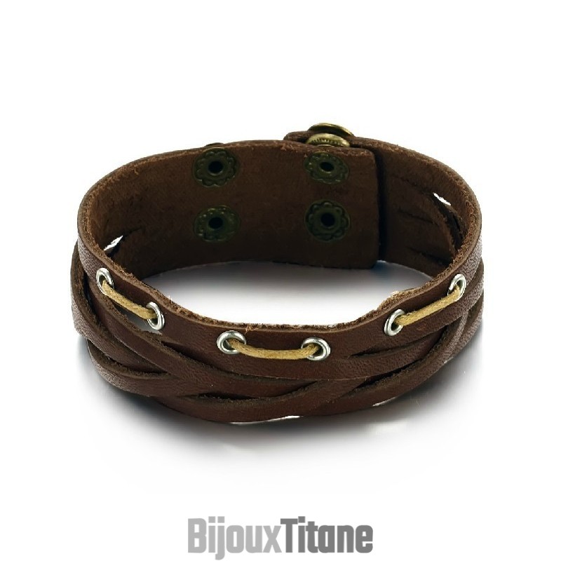 Bracelet En Cuir Et Titane De Qualité Supérieure Bracelet En Cuir Et Titane De Qualité Supérieure