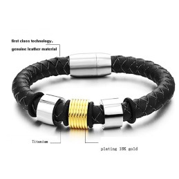 Bracelet En Cuir Et Titane Pour Femme, De Qualité Stable
