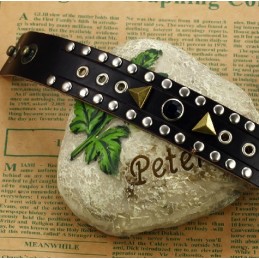 Bracelet Jonc Rétro En Cuir Titane De Haute Qualité Avec Strass
