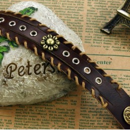 Bracelet Jonc Rétro En Cuir Titane D'Excellente Qualité