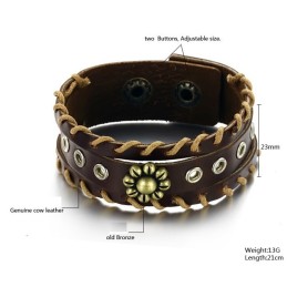 Bracelet Jonc Rétro En Cuir Titane D'Excellente Qualité