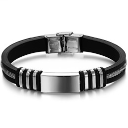 Bracelet Jonc En Titane Et Silicone À Larges Variétés