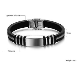 Bracelet Jonc En Titane Et Silicone À Larges Variétés