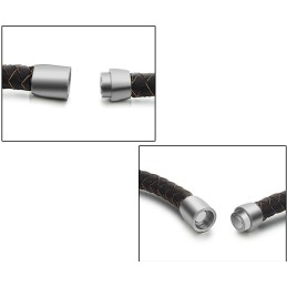 Bracelet Jonc En Cuir Titane Marron Pour Homme, Facile À Utiliser