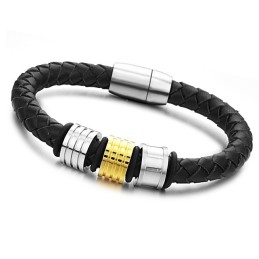 Le Bracelet En Cuir Titane Noir De Qualité Queen Of Quality