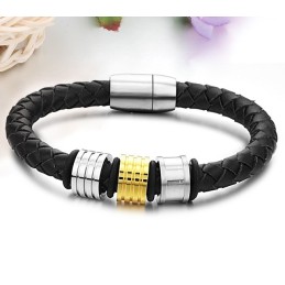 Le Bracelet En Cuir Titane Noir De Qualité Queen Of Quality