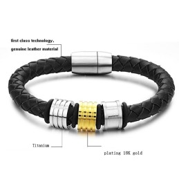 Le Bracelet En Cuir Titane Noir De Qualité Queen Of Quality