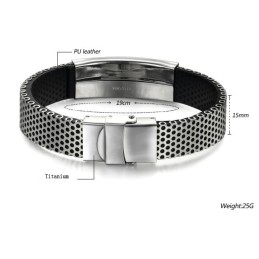 Bracelet En Cuir Titane Pour Homme, Durable Et Résistant