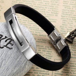 Bracelet Jonc En Titane Et Silicone Pour Homme D'Excellente Qualité