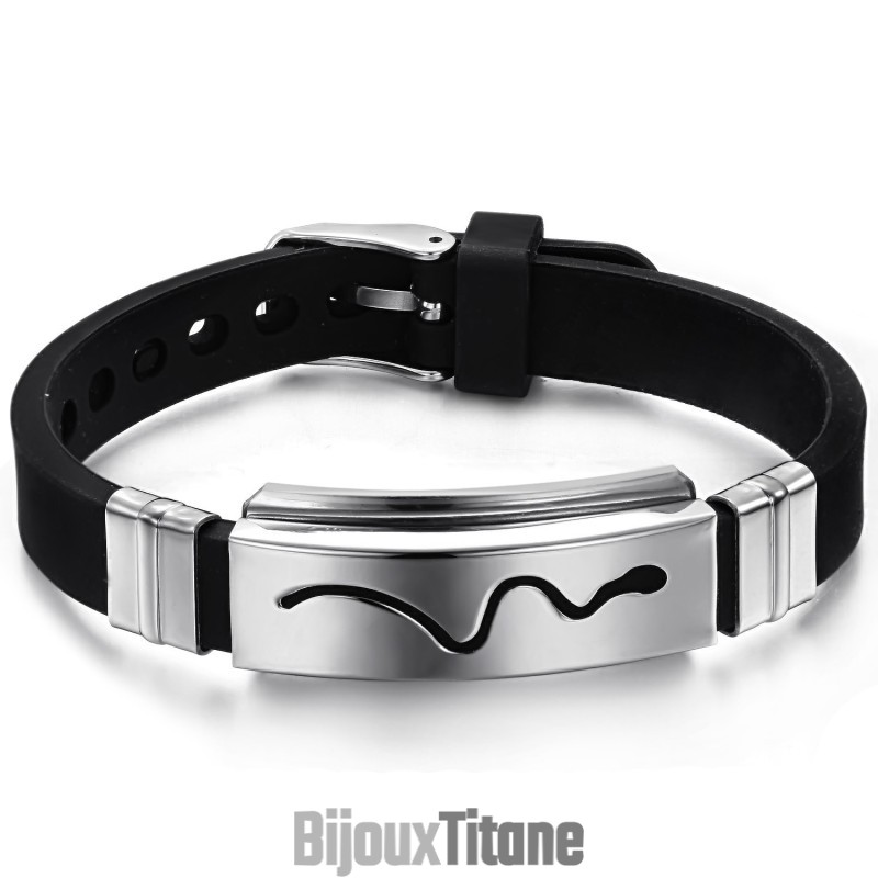 Bracelet Jonc En Titane Et Silicone À Larges Variétés