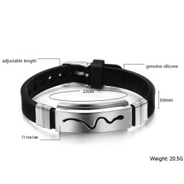 Bracelet Jonc En Titane Et Silicone À Larges Variétés