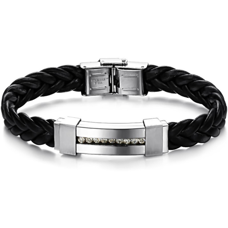 Le Bracelet En Cuir Titane Avec Strass, La Reine De La Qualité Le Bracelet En Cuir Titane Avec Strass, La Reine De La Qualité