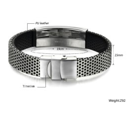 Bracelet Jonc En Cuir Titane Et Scorpion De Qualité Stable