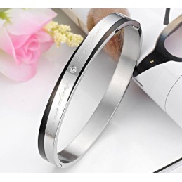 Bracelet En Titane De Qualité Stable Pour Amoureux Avec Strass