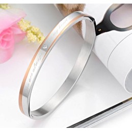 Bracelet En Titane De Qualité Stable Pour Amoureux Avec Strass