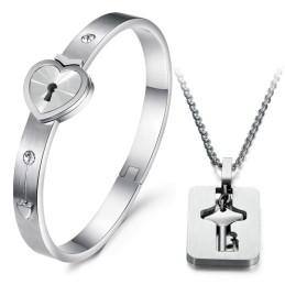 Bracelet Jonc En Titane De Haute Qualité En Forme De Cadenas Pour Les Amoureux