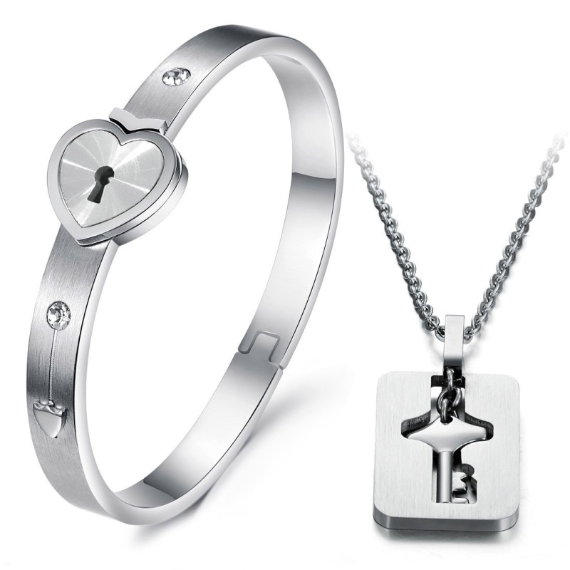 Bracelet Jonc En Titane De Haute Qualité En Forme De Cadenas Pour Les Amoureux Bracelet Jonc En Titane De Haute Qualité En Forme De Cadenas Pour Les Amoureux