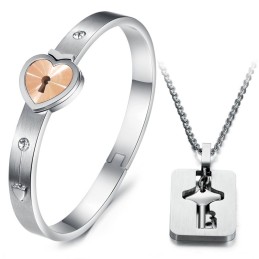 Bracelet Jonc En Titane De Haute Qualité En Forme De Cadenas Pour Les Amoureux