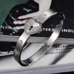 Bracelet Jonc En Titane De Haute Qualité En Forme De Cadenas Pour Les Amoureux