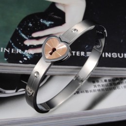 Bracelet Jonc En Titane De Haute Qualité En Forme De Cadenas Pour Les Amoureux