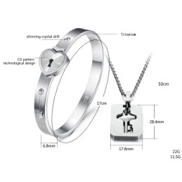 Bracelet Jonc En Titane De Haute Qualité En Forme De Cadenas Pour Les Amoureux