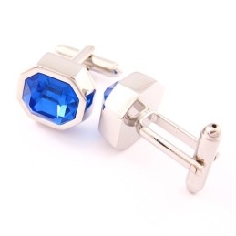 Boutons De Manchette Tendance En Titane Avec Opale Bleue