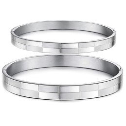 Bracelet Jonc En Titane À Grille Large Pour Amoureux