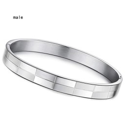 Bracelet Jonc En Titane À Grille Large Pour Amoureux