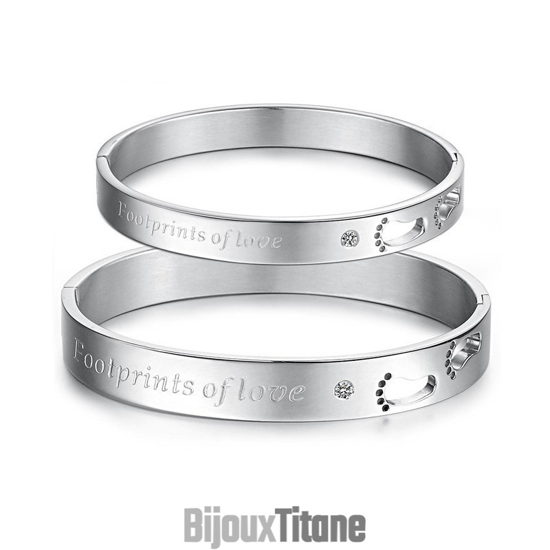 Bracelet En Titane D'Excellente Qualité Pour Amoureux Avec Strass