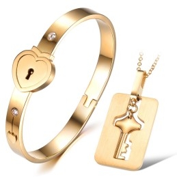Bracelet Jonc En Titane Avec Fermoir De Sécurité Pour Les Amoureux