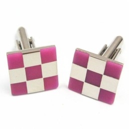 Boutons De Manchette Tendance En Titane À Grilles Roses Et Blanches
