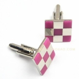 Boutons De Manchette Tendance En Titane À Grilles Roses Et Blanches