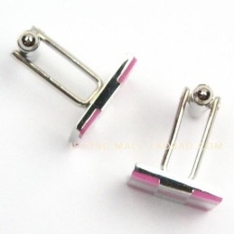 Boutons De Manchette Tendance En Titane À Grilles Roses Et Blanches